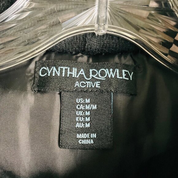 Cynthia Rowley Womens Fleece Jacket Hooded Sz Medium Black Snap Zip Closure - Picture 5 of 12